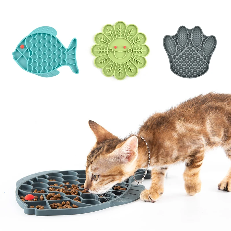Cuenco de silicona con forma de pez para perros, esterilla para lamer, tazón de alimentación lenta para perros pequeños y medianos, alimentador de tratamiento para cachorros y gatos, suministros para mascotas