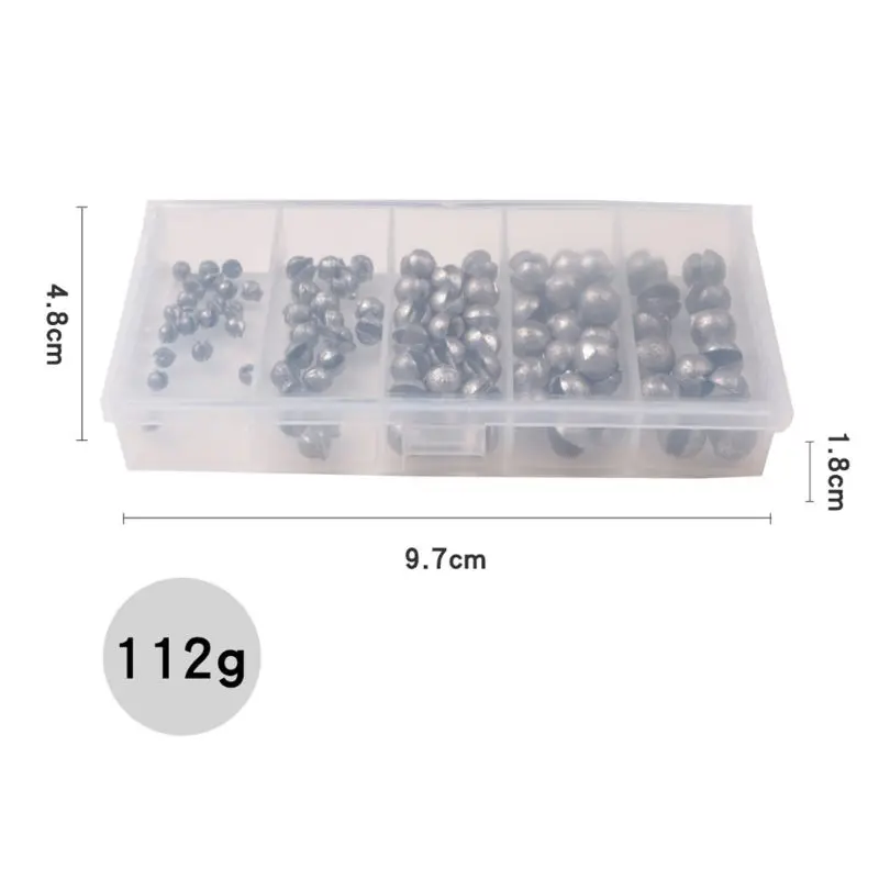 100 Pcs/box Open Bite Lead Set Bare Fishing-clip Drop Biting Round Plumb Bob Auxiliary Fishing Tackle Gear Whosale&Dropship