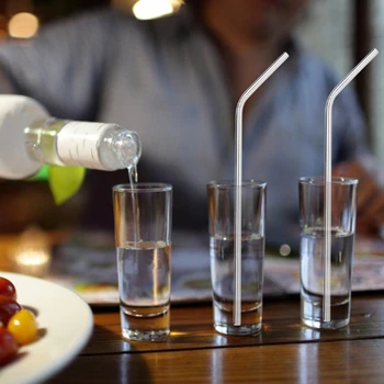 

New 4pcs Reusable Drinking Straws Stainless Steel Straws With Cleaing Brush