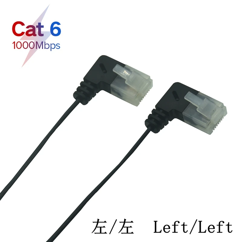Superfine Ultra Slim Cat6 Ethernet Cable RJ45 Right Left Up Down 90 Degree Angle UTP Network Patch Cord Cat6a Lan Cable 0.25m-3m