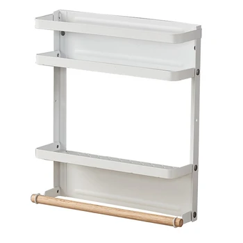 

Spice Storage Organizer Rack for Kitchen Shelf Magnetic Refrigerator Wall Mounted White