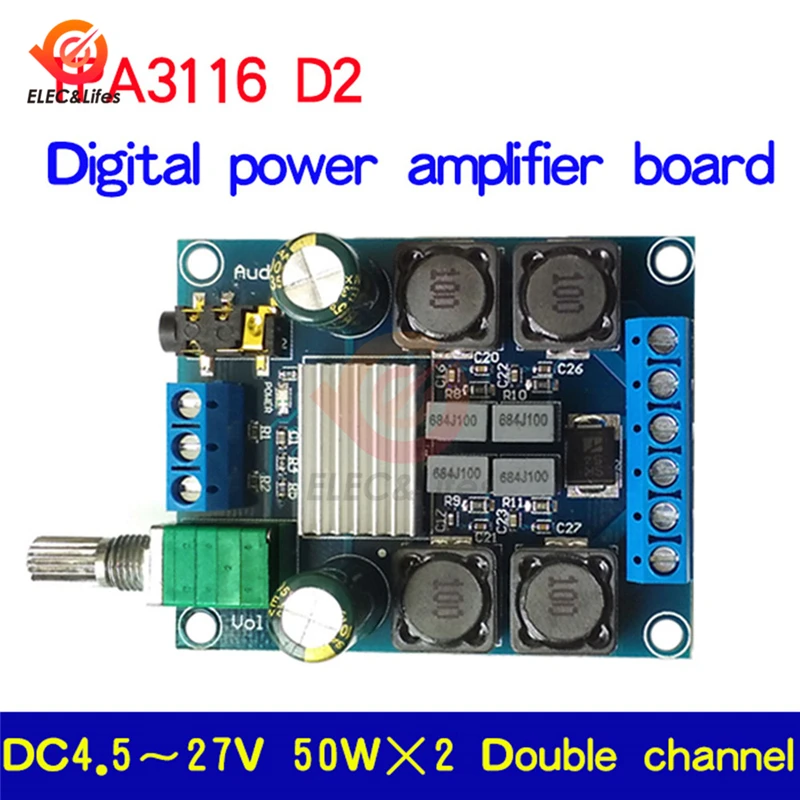 Tpa3116D2 2x50W Digital Power Audio Verstärker Platine Modul 4,5V Bis 27V L F9F9 