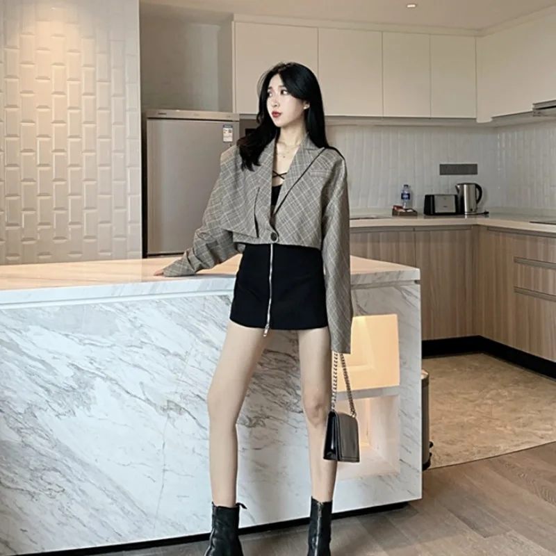 

Casual Autumn Korean-style Versatile Suit Stripes Western Style Short Loose-Fit Long-sleeved Upper Garment Small Suit Coat WOMEN