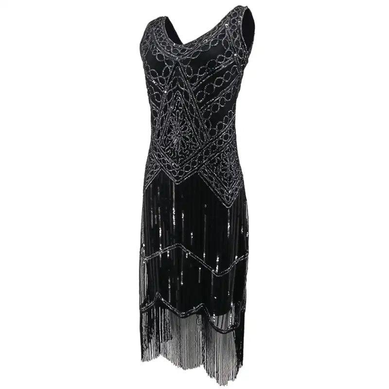 sequin fringe midi dress