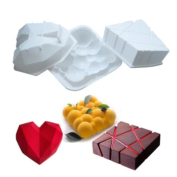 

DIY Baking Cake Decorating Mold 3D Silicone Molds Baking Tools For Heart Round Cakes Chocolate Brownie Mousse Make Dessert Plate