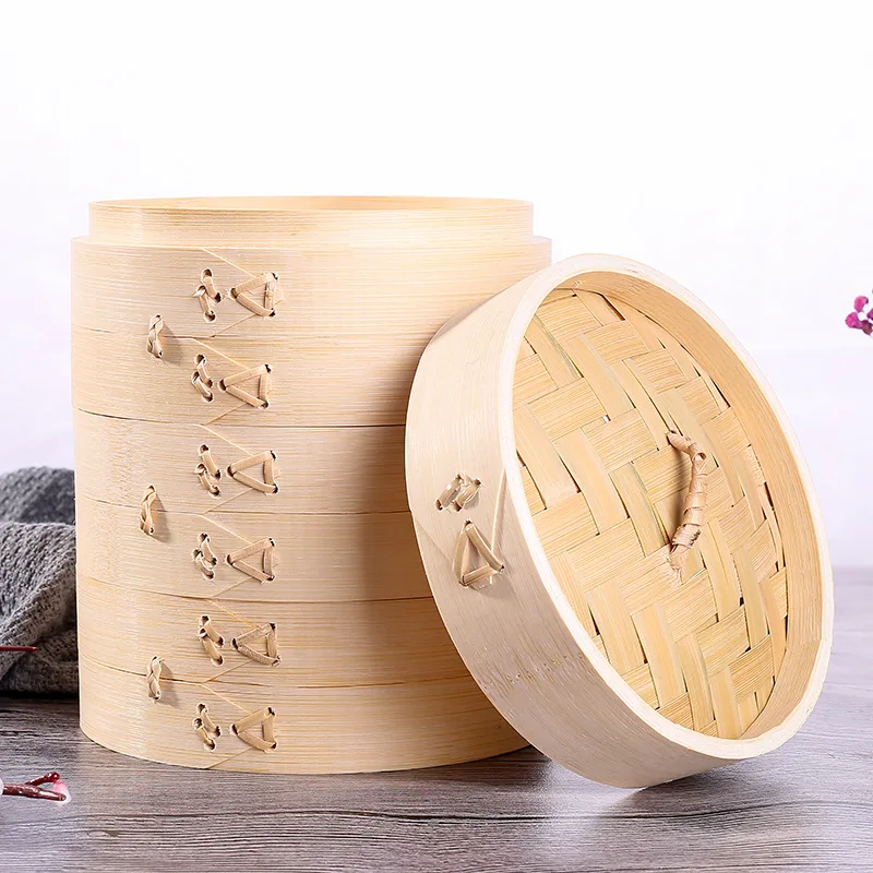 

Three Cages One Cover Bamboo Steamer Rice Snack Basket Sets Kitchen Cooking Tools