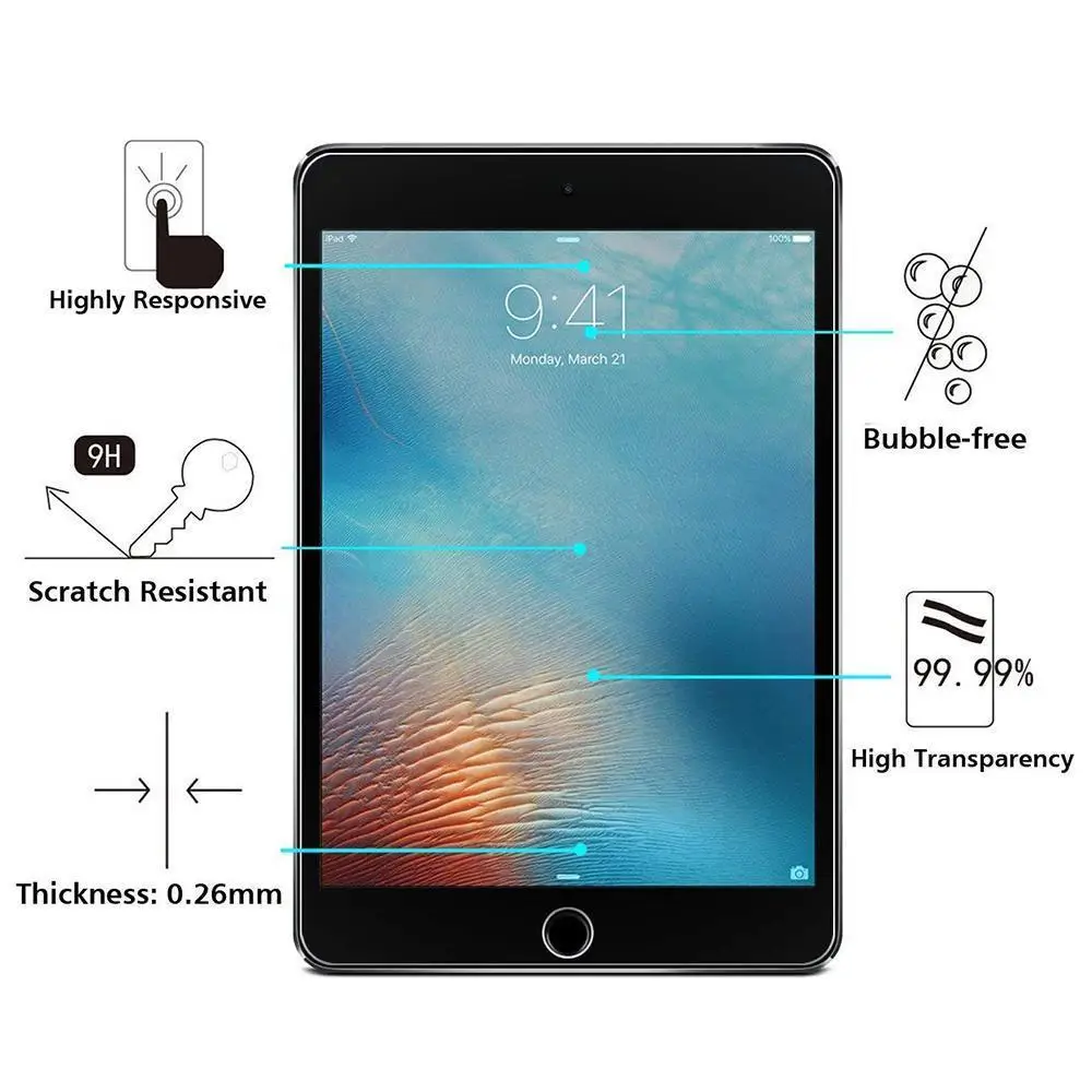

Tempered Glass For iPad 2017 2018 9.7 Air 1 2 Screen Protector For iPad mini 1 2 3 4 5 Protective Film For iPad Pro 11 10.5 9.7