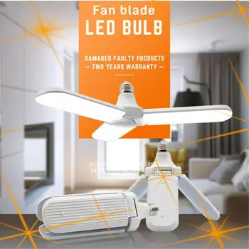 

High-quality Folding Fan Light 4-leaf LED Ceiling Light Garage Lamp 60W E27 Foldable Ceiling Workshop Lamp Warehouse Garage Lamp