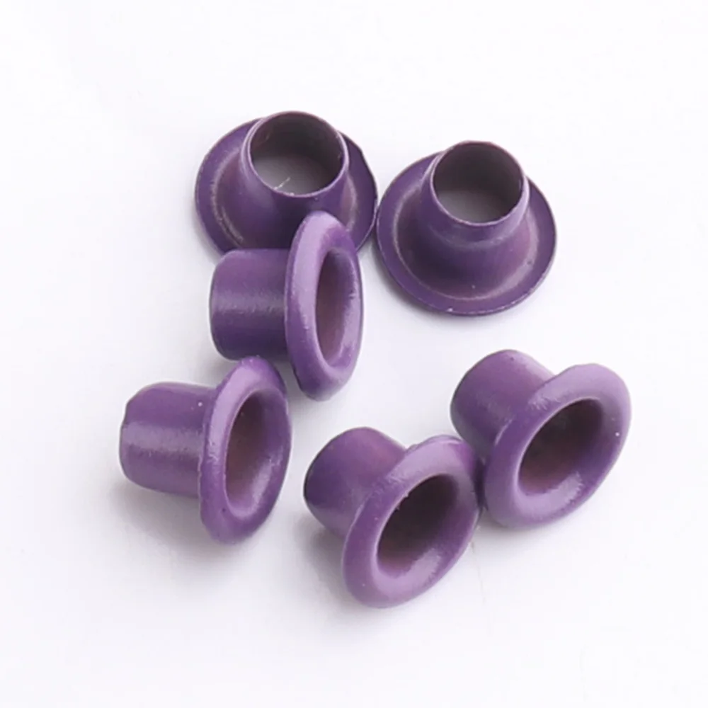 Purple 100pcs Ушко для скрапбукинга 6*3*4 мм синий/фиолетовый с люверсами для кожаного ремесла ремешок на туфли DIY Скрапбукинг Кепка сумка бирка одежда аксессуары - Цвет: Purple 100pcs