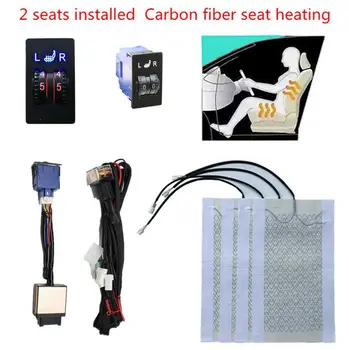 

2Pcs 12V Universal Car Seat Heating Pad Car Heated Seat Covers Pad Carbon Fiber Heated Auto Winter Warmer Heater Mat
