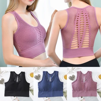 

Seamless Shockproof Sports Bra Top Fitness Women Racerback Running Crop Tops Pink Workout Padded Bra High Impact Activewear