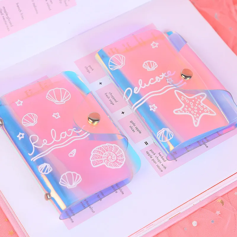 

VOGVIGO Laser Light Cute Pattern Card Bag Girl Driver's License Bag Heart Buckle ID Credit Card Holder Business Card Bag