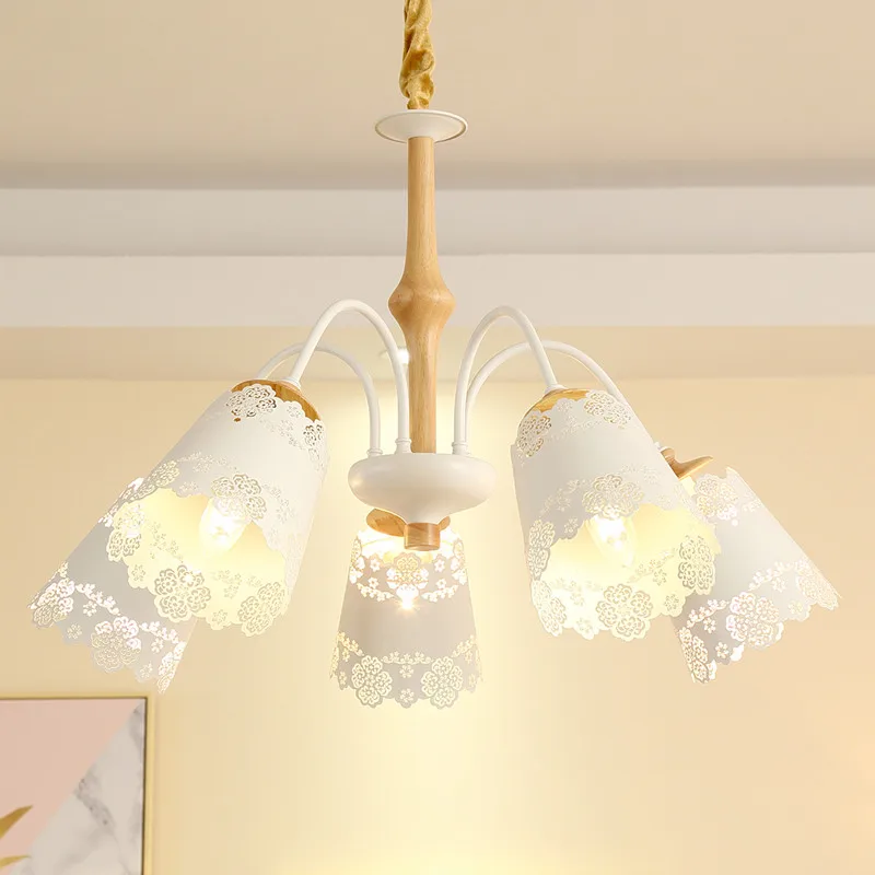Люстра в скандинавском стиле для столовой, современная люстра из цельного дерева для гостиной, белое домашнее освещение, люстра для кухни, столовая, спальня, гостиная r