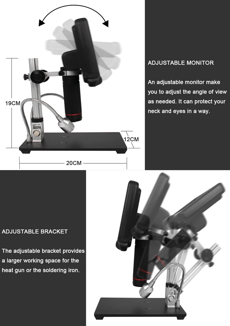 Andonstar 3D Визуальный HDMI цифровой микроскоп " lcd 1080P Регулировка большого поля УФ объектив лупа мобильный телефон ремонт пайка инструмент