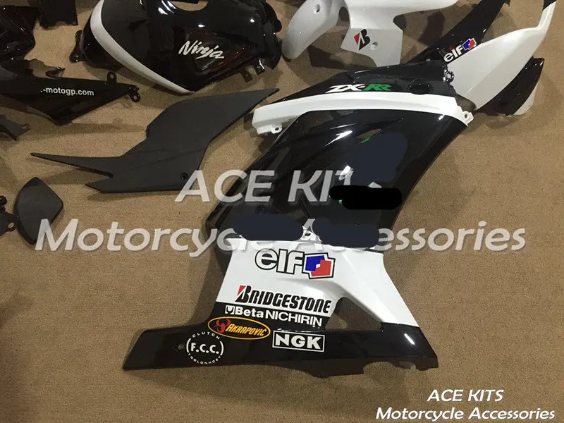 Мотоциклетный обтекатель abs для Kawasaki Ninja250 2008-2012 впрыска Bodywor сенсационная черного и белого цвета+ майка ACE № 877