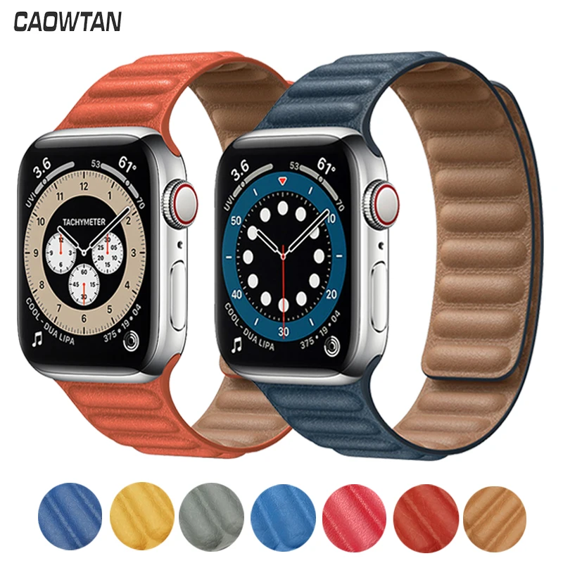 Original Leather Link Bracelet for Apple watch band Series 6 SE 44mm 40 38mm 42mm watchband