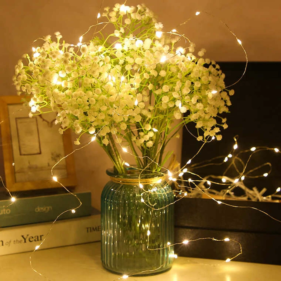 thumbnail image 5 of Cadena de luces LED de alambre de cobre de 5 m, 10 m y 20 m con control remoto para guirnalda, árbol de Navidad, decoración de bodas y habitaciones, 5 of 5