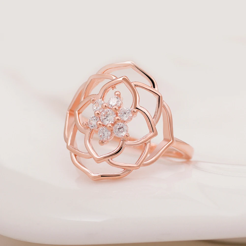 Timeless Pink Rose Flower Ring 
