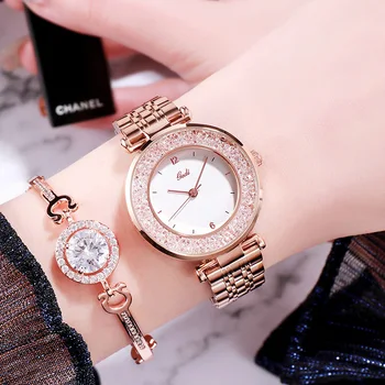 

Top Fashion Brand Women Watch Rose Gold Watch Rhinestone Luxury Female Quartz Wristwatch Waterproof Casual Dress Clock for Women