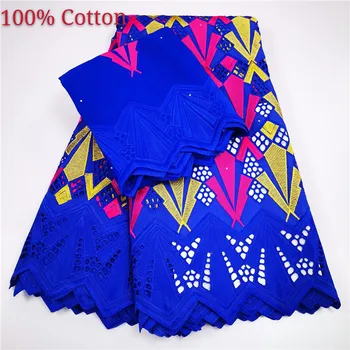 

high quality 5+2yards white gold African Swiss cotton voile lace fabric with neat embroidery plus chiffon lace! 9L062717