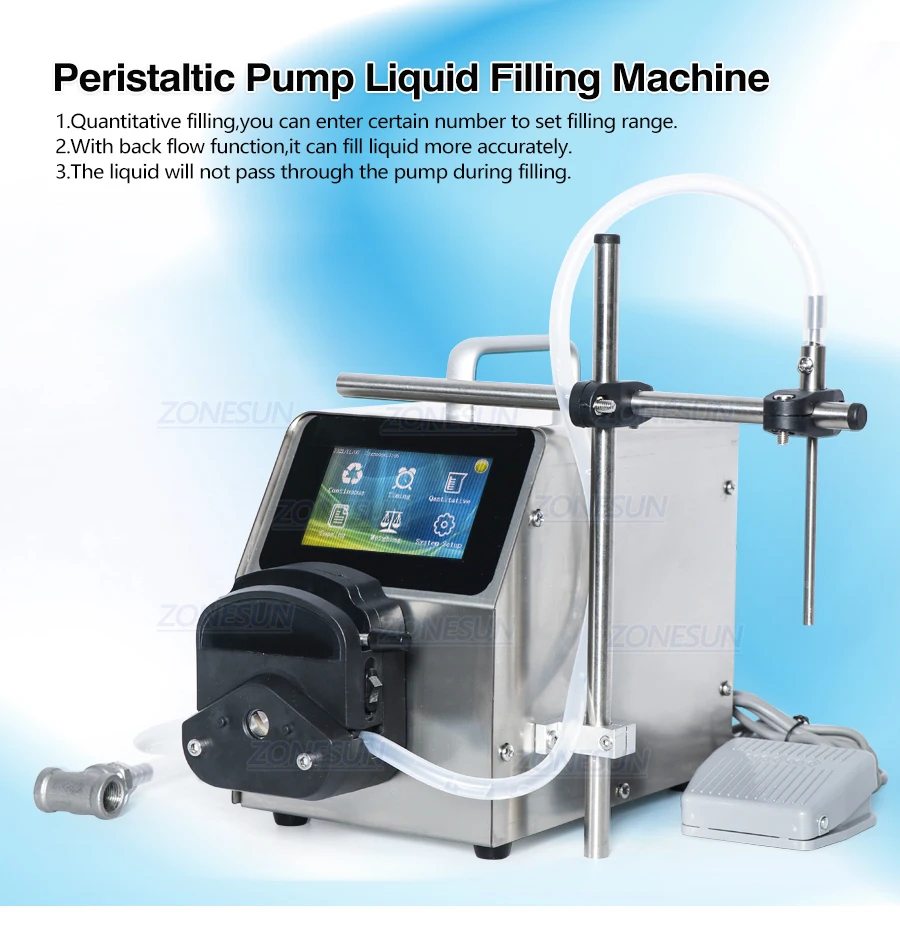 ZONESUN ZS-YTPP6001 Small scale Filler 0.01-9999ml blink eye drops Essential Oil Juice Liquid Filling Machine Peristaltic Pump