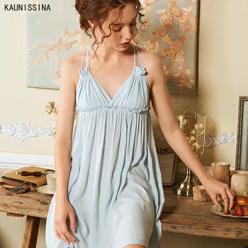 

Sexy Cotton Nightgowns Woman Summer Deep V Lace Backless Night Dress Sexy Home Clothes Female Nightdress Sleepshirts Nighty