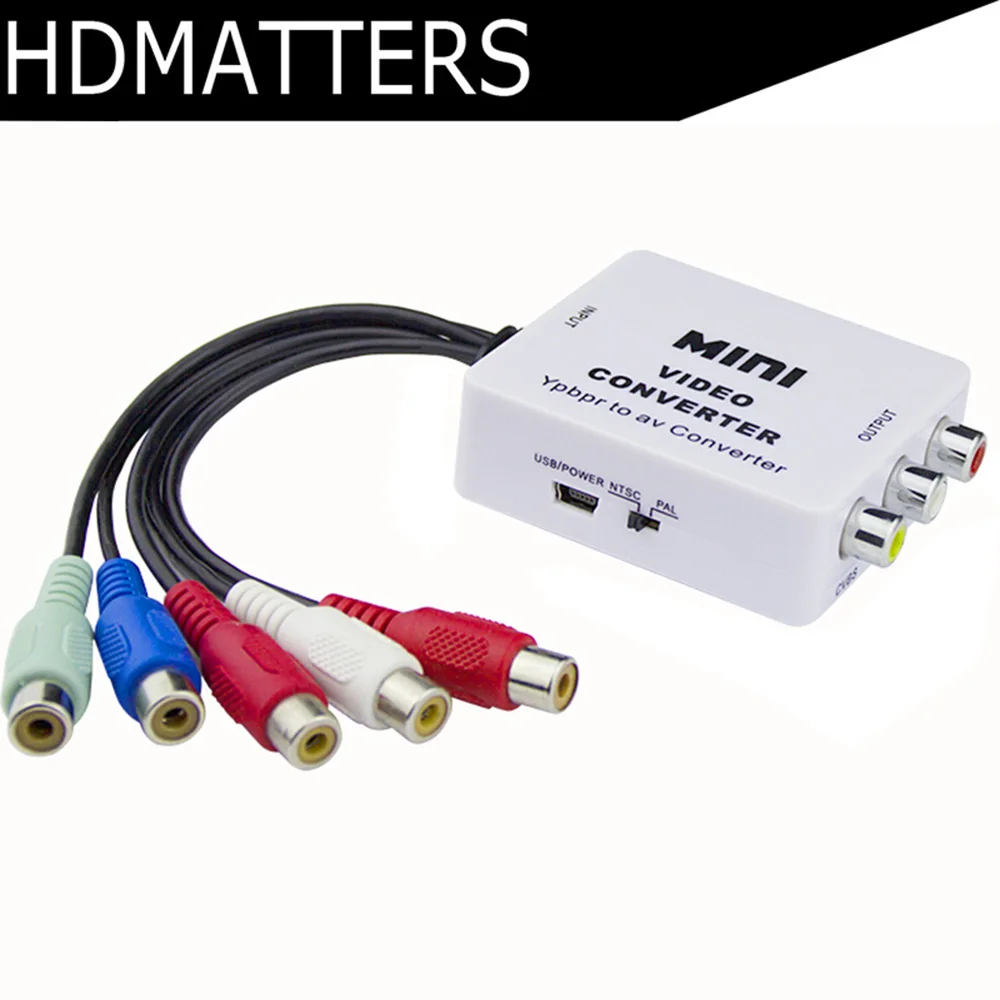 

Component to AV converter 5 RCA component Ypbpr to composite AV converter with audio supported component in to RCA out