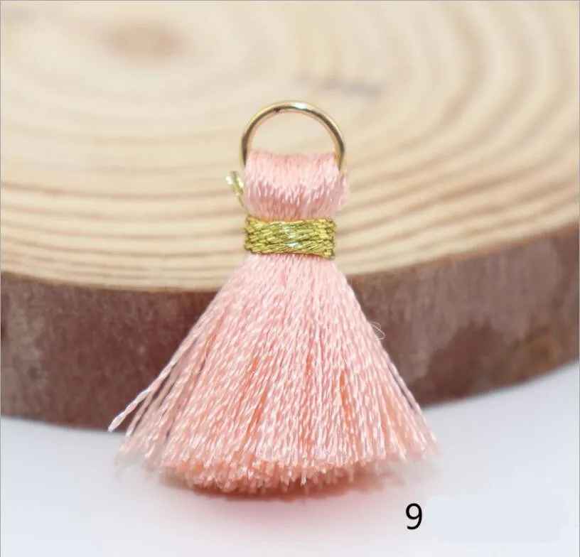 09 Flesh Pink 10 шт. 2 см красочные полиэфирные кисточки мини-кисточка бахрома ювелирные аксессуары-кулоны застежки для сережек DIY материал декор кисточкой Кружева - Цвет: 09 Flesh Pink