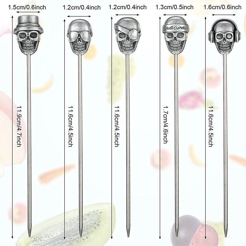 Skull Cocktail Picks Martini Picks Reusable Olive Garnish Skewer Fruit Toothpicks 12 pack cocktail skewers,disposable bamboo skewers,disposable skewers