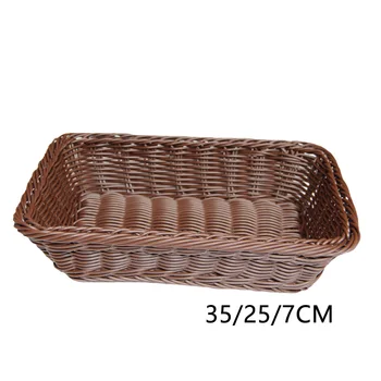 

Home Display Multifunctional Organizer Case Kitchen Gift Rectangular Fruits Container Box Storage Basket Snacks Hand Woven Bread
