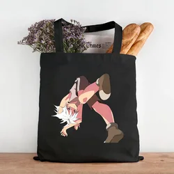 Ladies Tote Bag Hunter X Hunter Print Shopping Bag Shoppers Bags Black Large Capacity Handbags Female Vintage Aesthetic Handbag