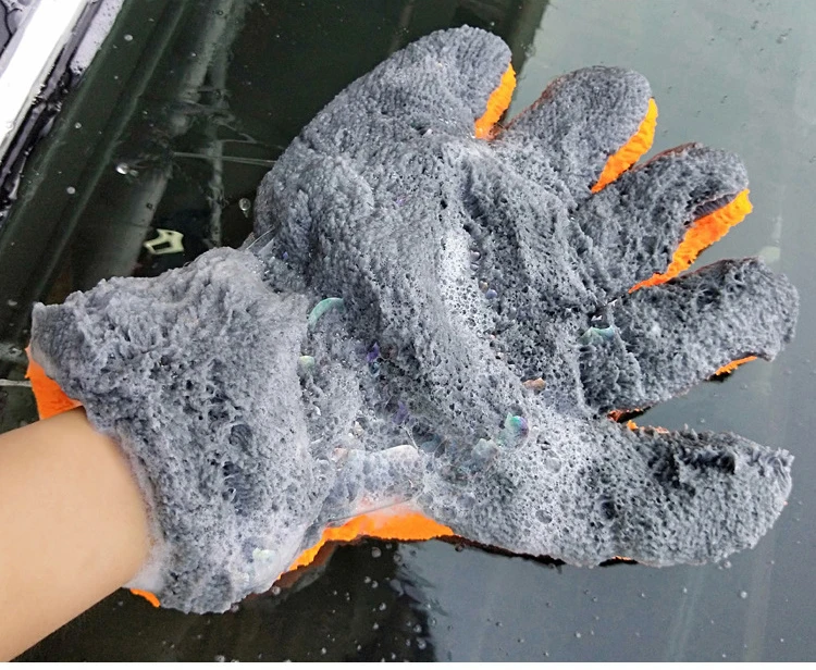 DSMOTEK 1 шт., автомобильные перчатки с 5 пальцами, две боковые детали, перчатки для чистки, коралловый флис, автоуход, внутренняя отделка, толстая перчатка для мытья машины