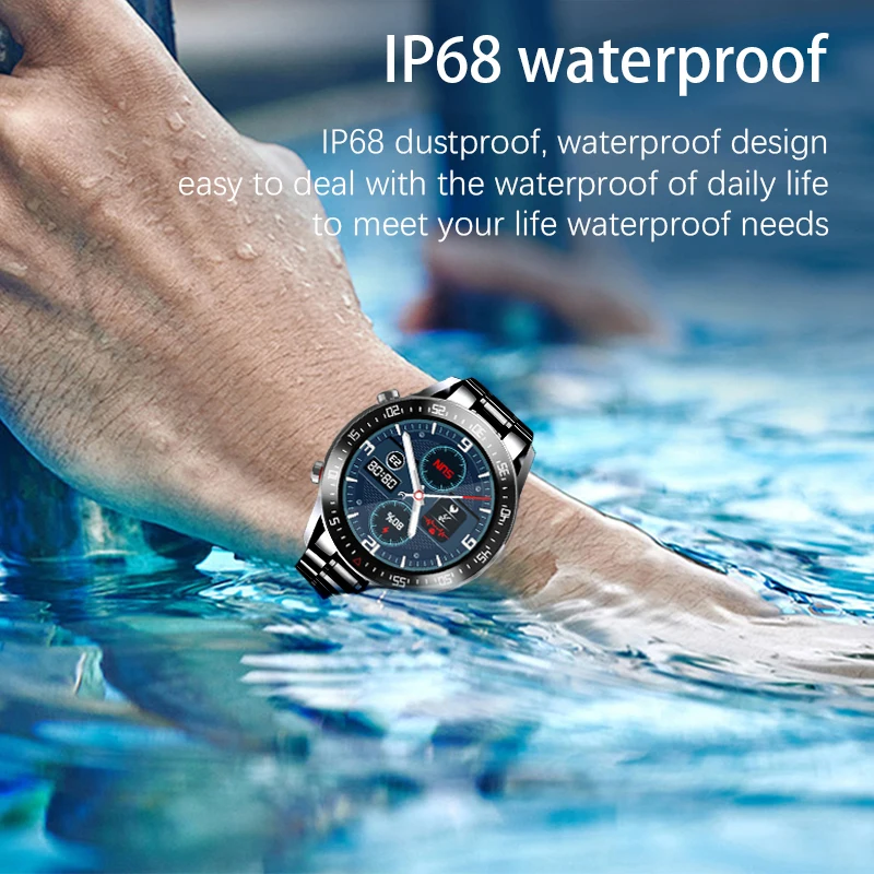 US $36.99 LIGE 2020 New Steel Band Smart Watch Men Heart Rate Blood Pressure Sports MultiFunction Full Touch Screen Waterproof Smartwatch
