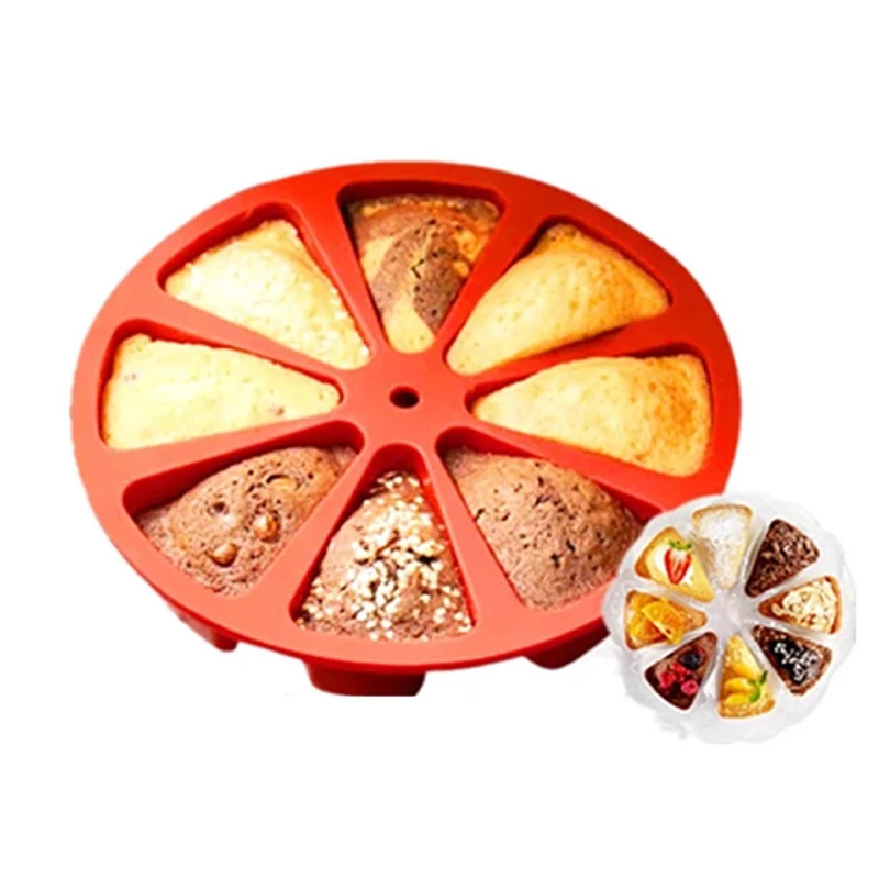 8 Holes Bakeware Molds Cake Pan Silicone Cupcake Mold Fondant Pudding Triangle Cakes Mould Muffin Baking Tools Pizza Plate1