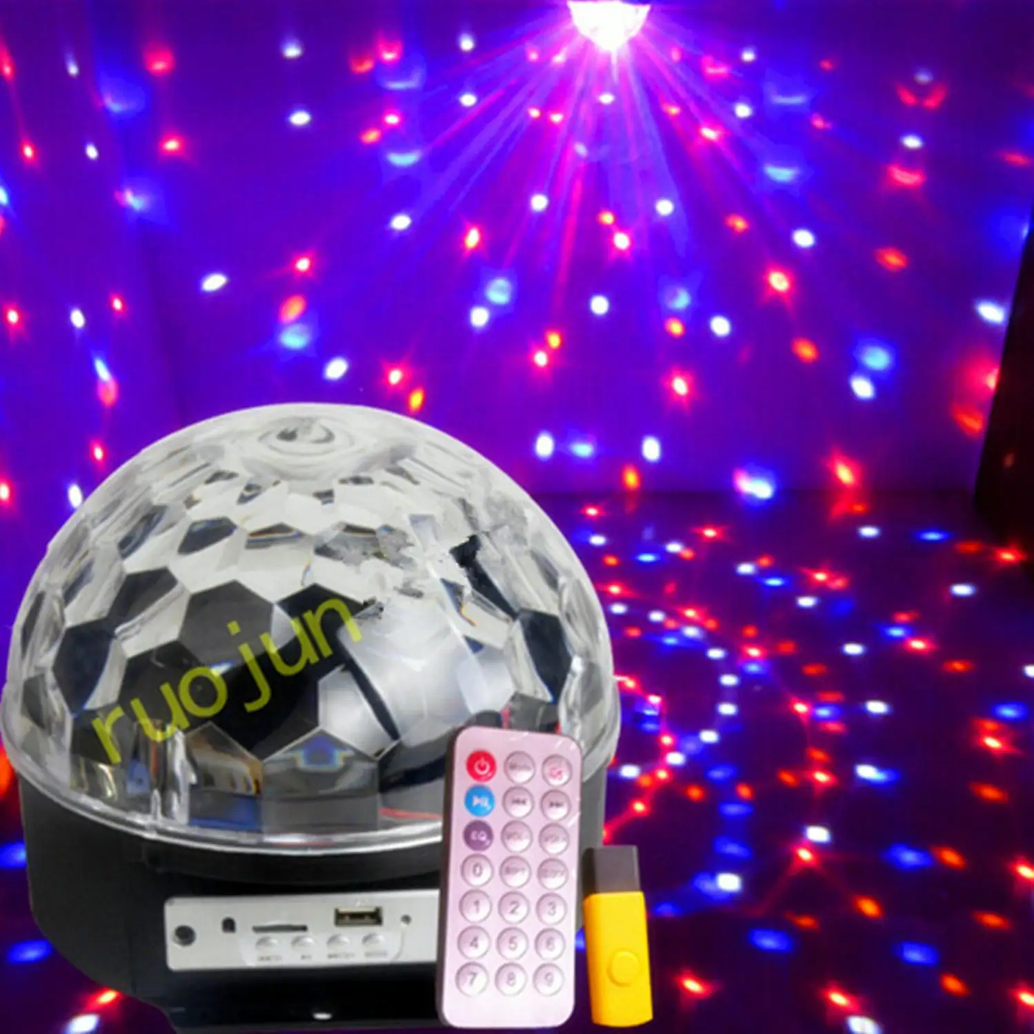 

Fabulous Magic DJ Laser LED Color Change RGB Stage Lights Crystal Ball Effect Light Party Pub mp3 USB Disk Remote Control