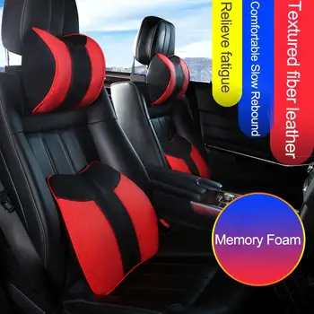 

JINSERTA Car Pillow Seat Cushions Headrest Pillow Lumbar Support Cover Neck Pillow for Universal Car Accessories Relieve Fatigue