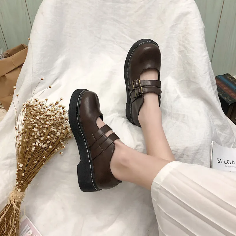 Г., новые осенние кожаные туфли в британском стиле тонкие туфли в стиле ретро Mori для студентов на толстой подошве повседневная обувь на плоской подошве в стиле Харадзюку
