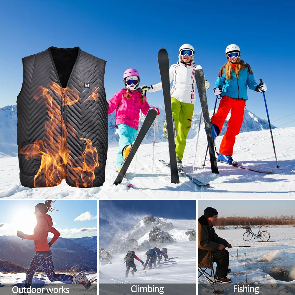 

USB Charging Fishing Ski Travel Heated Vest Wash Constant Temperature Heated Warm Jacket Elderly Winter Blood Circulation Vest