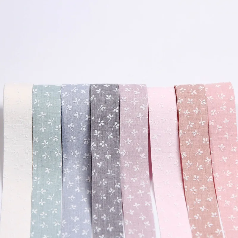 Clover Cotton Linen Printed Ribbon for Diy Bow Headwear 5 yards