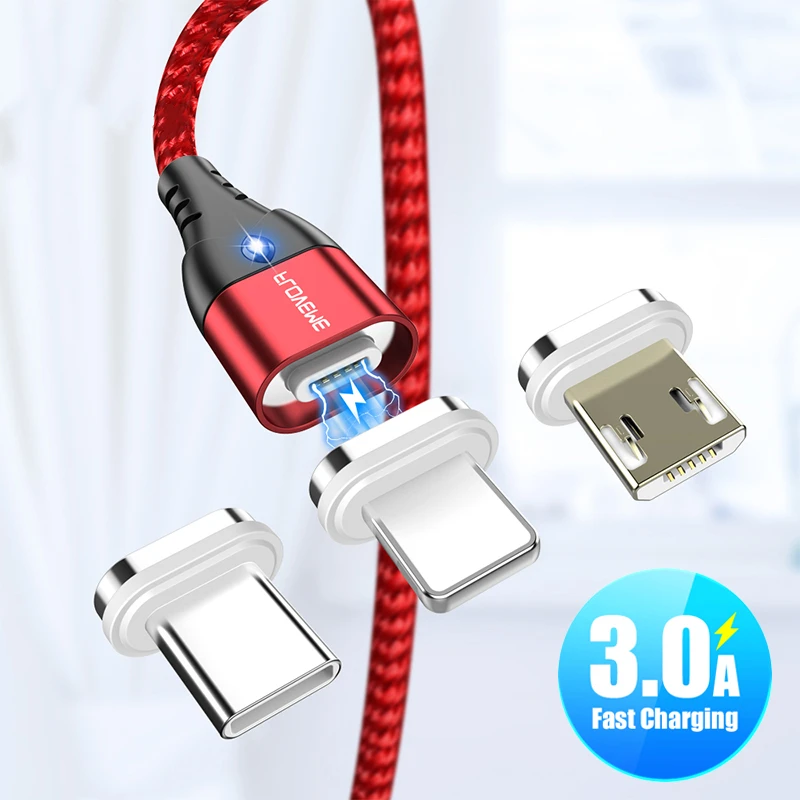 3A Магнитный Micro 1 м практичный Быстрый зарядный usb-кабель C кабель для IPhone Android мобильный телефон магнитное зарядное устройство для samsung Xiaomi