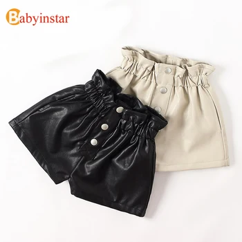 

Babyinstar New Arrival Leather Shorts For Girl Kids Outfit Bottoms School shorts Children Clothing Thick Girls Shorts with Belt