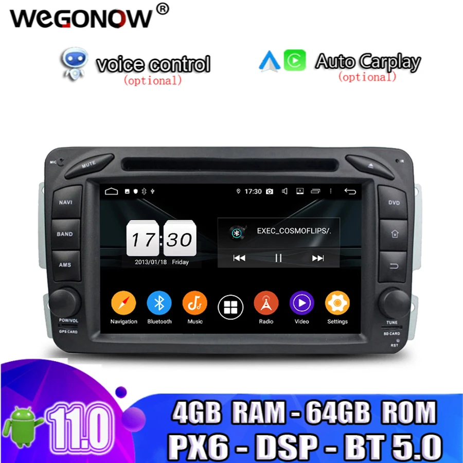 Android 11 4 Гб ОЗУ 8 ядер автомобильный DVD-плеер Wifi Bluetooth 5 0 RDS радио GPS карта для Benz W163 W209