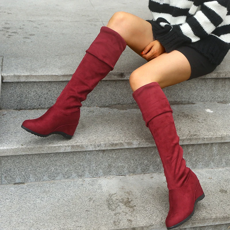 Boots Black Platform-Shoes Thigh Female Autumn High-Increased Sexy Winter Over Lady Stretch