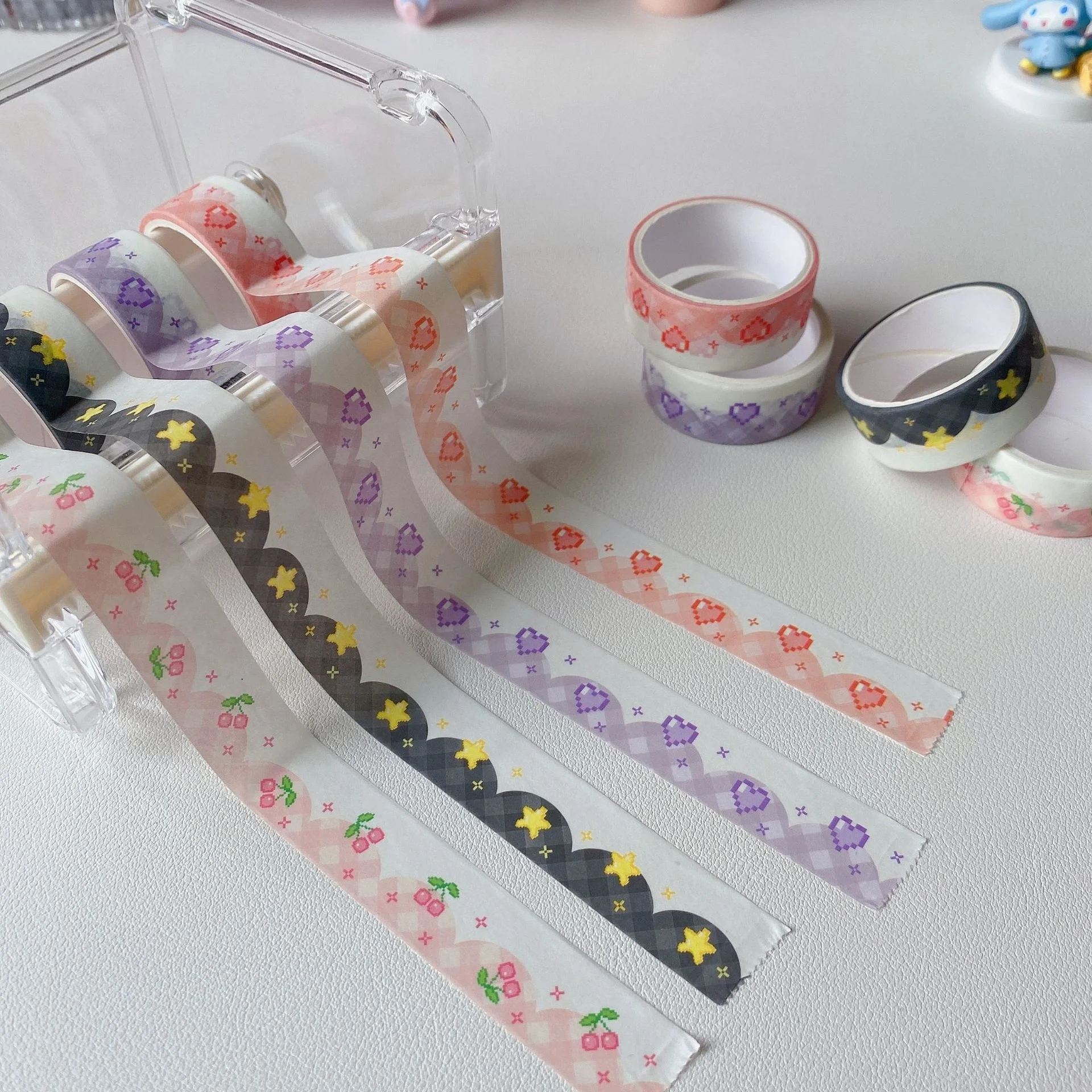 1Pc Color Pixel Love Cherry Decoration Tape Cute Colorful Washi Masking Tape Creative Scrapbooking Stationary School Supplie