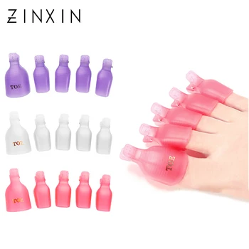 

ZINXIN 5Pcs/Set Toenail Toe Foot Plastic Gel Polish Remover Caps Pedicure Soak Off Toenail Clean Wrap Clip Nails Art Care Tools