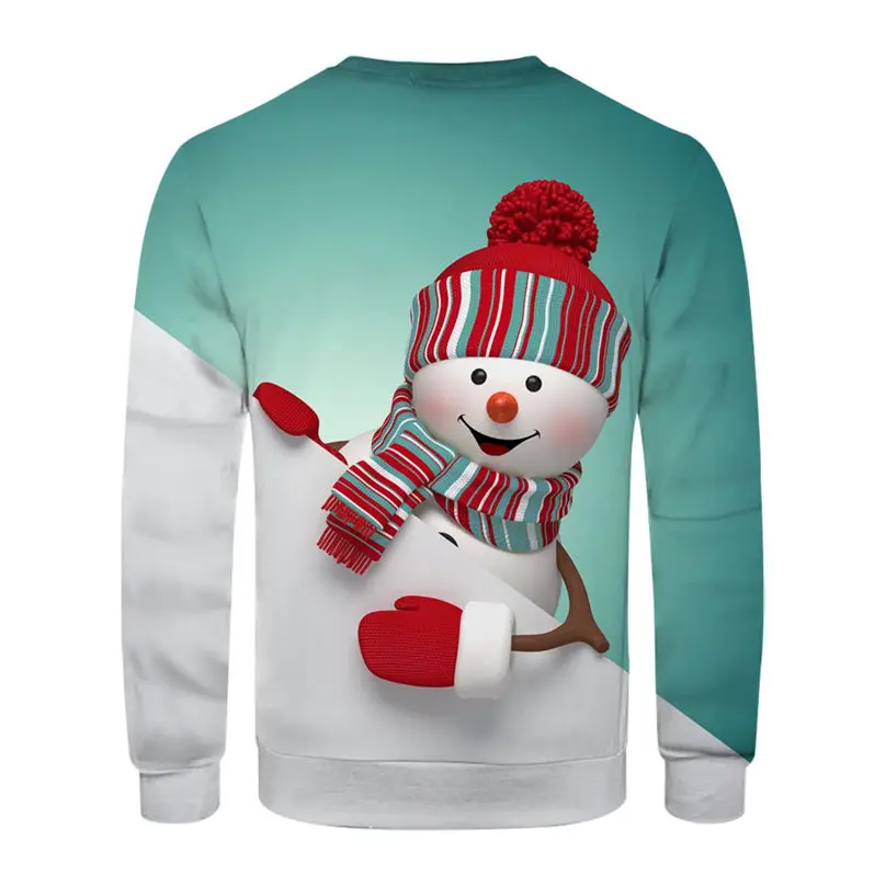 Christmas Couple's 3-D Printed Men and Women Tops Cotton Long-sleeved T Shirt Round Collar Christmas Blouse Casual Tee 4S13 (32)