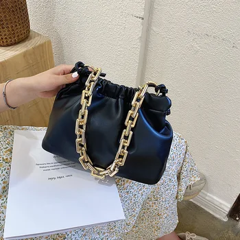 

Dumpling Bag Leather Women Chain Crossbody Small Bags Designer Cloud Clutch Bags Female Pleated Handbags Drawstring Shoulder Bag