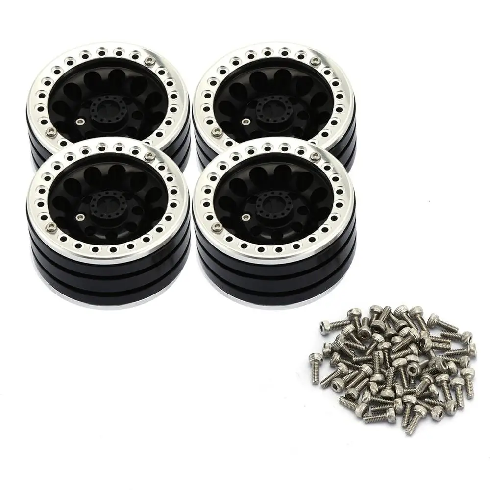 

4PCS 1.9-inch Heavy Aluminum Alloy Lock Tire Hub Wheels Rim Set Beadlock Wheels Rims For RC Crawler 1/10 SCX10 90046 TRX4 D90