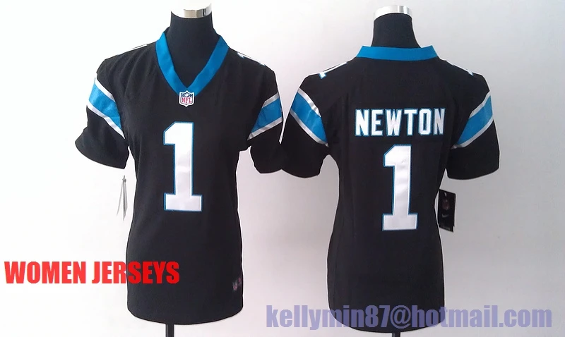 Синий Stitiched, Carolina s, Cam Newton, Luke Kuechly, Greg Olsen Для женщин Джерси - Цвет: Синий