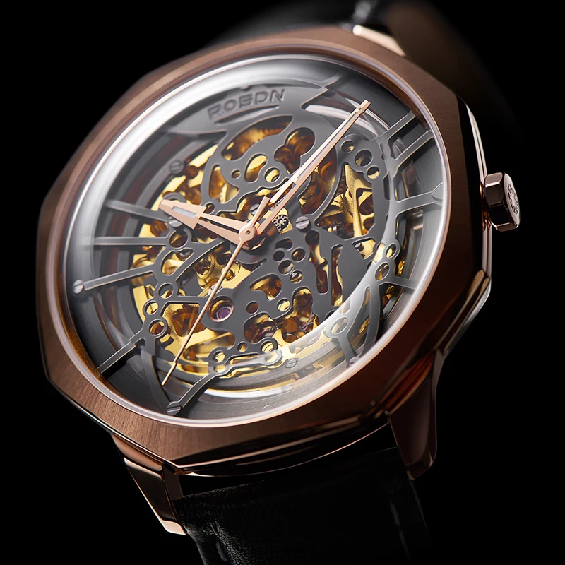 Luxury Brand ROSDN Men's Watches Japan MIYOTA 8N24 Automatic Mechanical Watch Man Double Skeleton Sapphire 50M Waterproof R2623